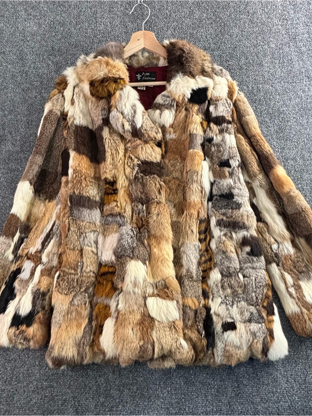 Vintage Genuine Rabbit Fur Patchwork Jacket Coat Women’s M - Picture 1 of 11